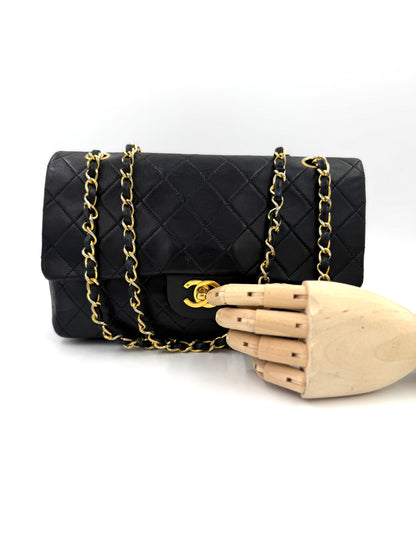 CHANEL Timeless Double Flap medium Lammleder schwarz GHW