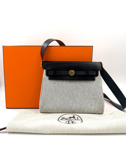 HERMÈS Mini Herbag Beige Noir