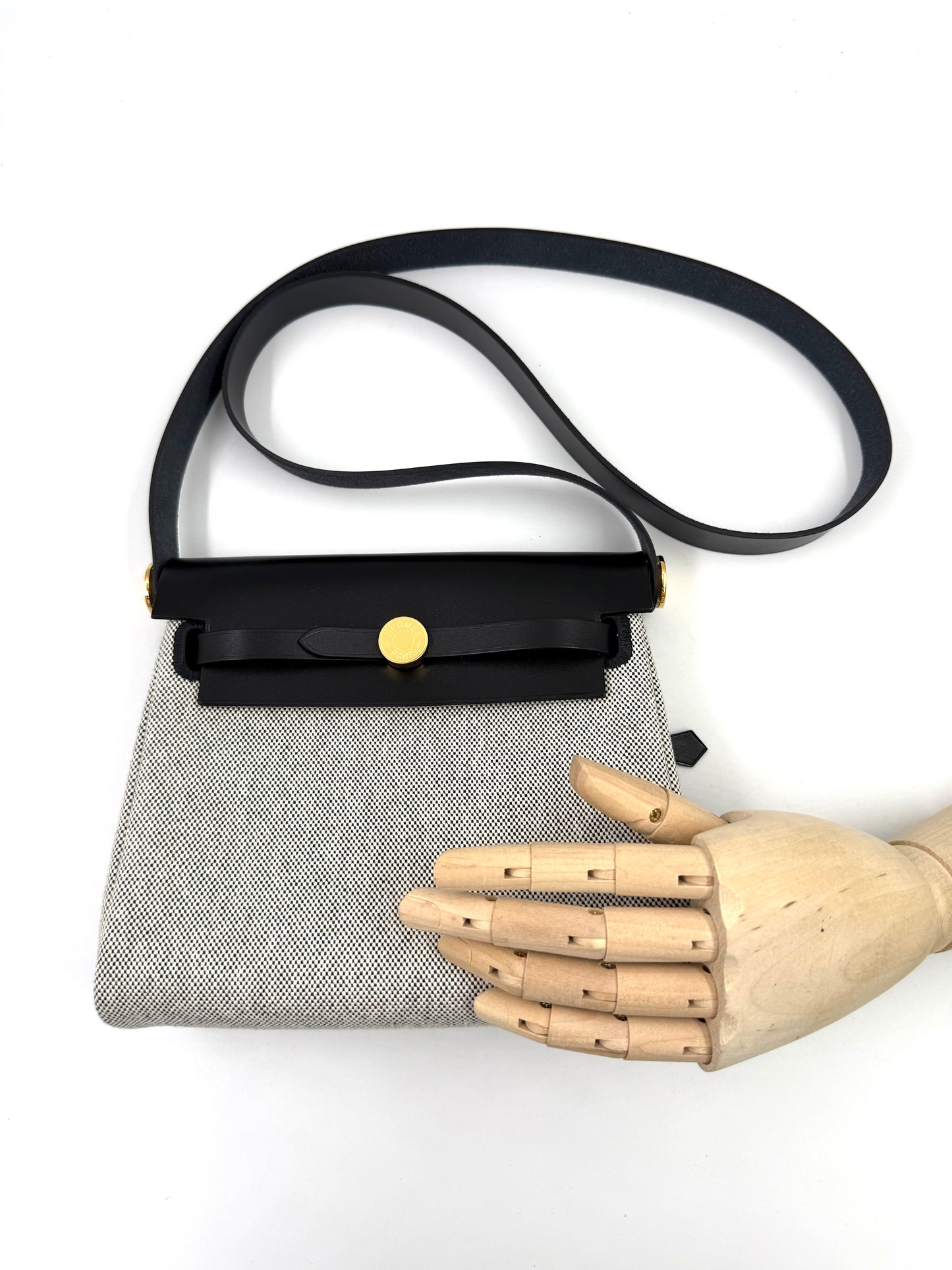 HERMÈS Mini Herbag Beige Noir