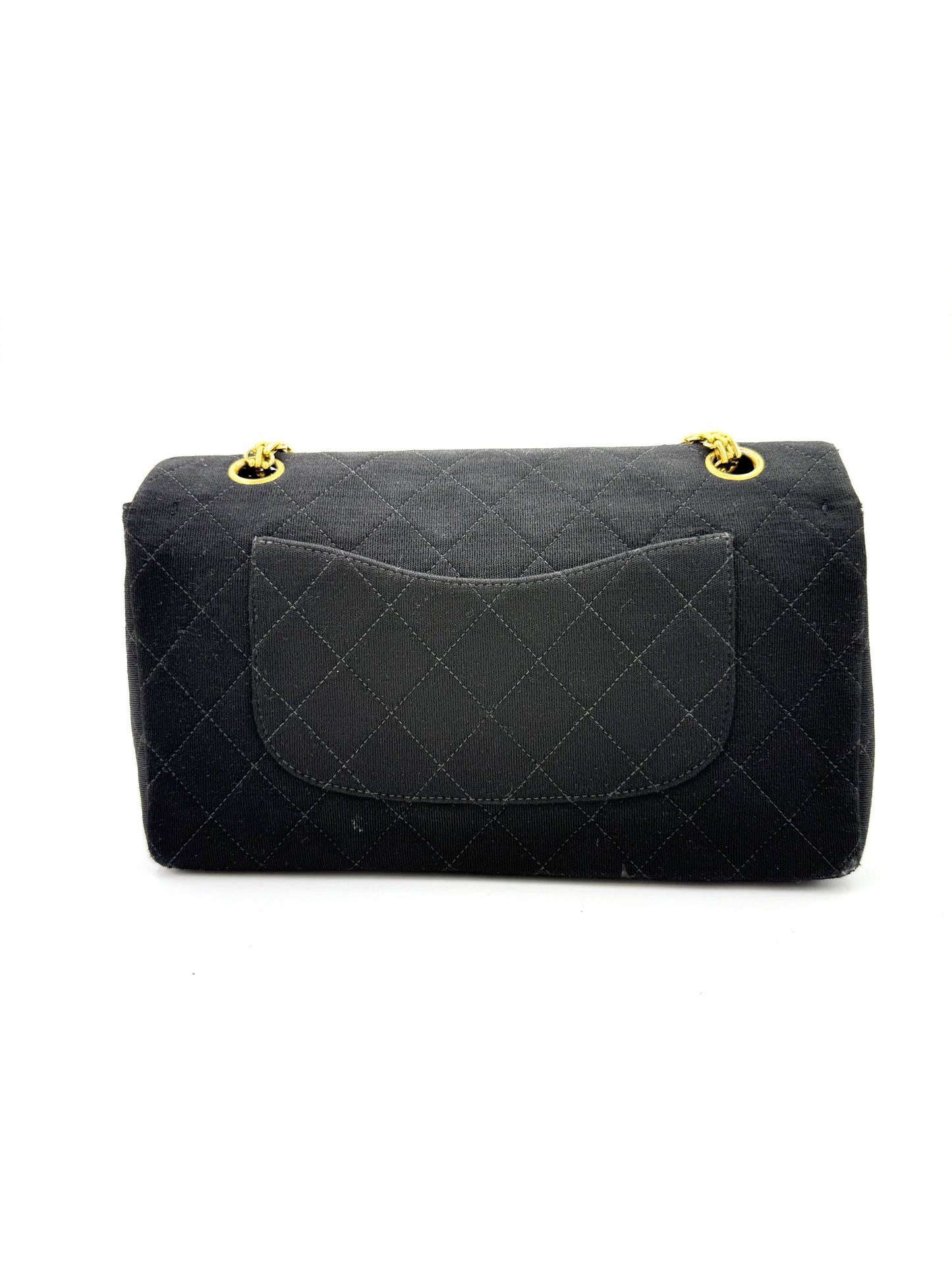 CHANEL Timeless Double Flap medium schwarz Jersey GHW