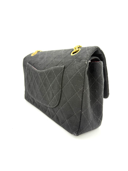 CHANEL Timeless Double Flap medium schwarz Jersey GHW