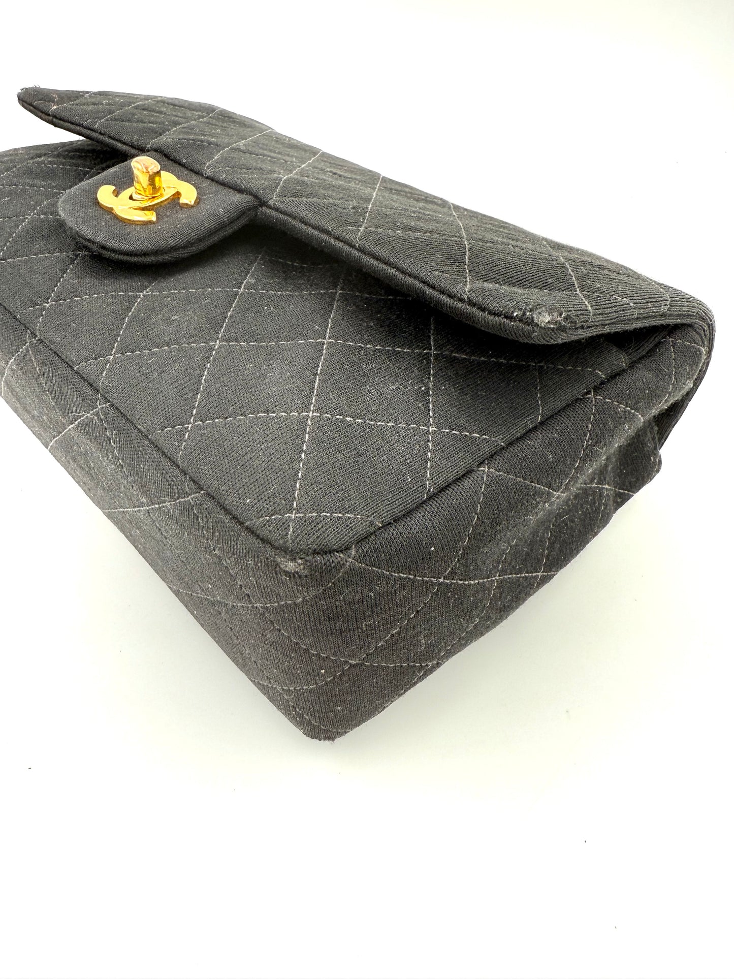 CHANEL Timeless Double Flap medium schwarz Jersey GHW