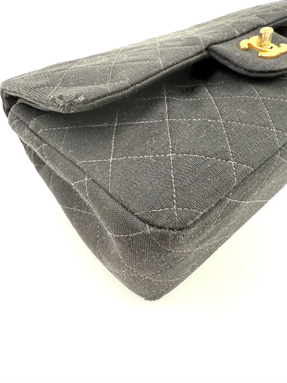 CHANEL Timeless Double Flap medium schwarz Jersey GHW