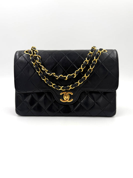 CHANEL Timeless Double Flap small schwarz Lammleder GHW