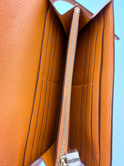 HERMÈS Kelly Long Wallet orange GHW