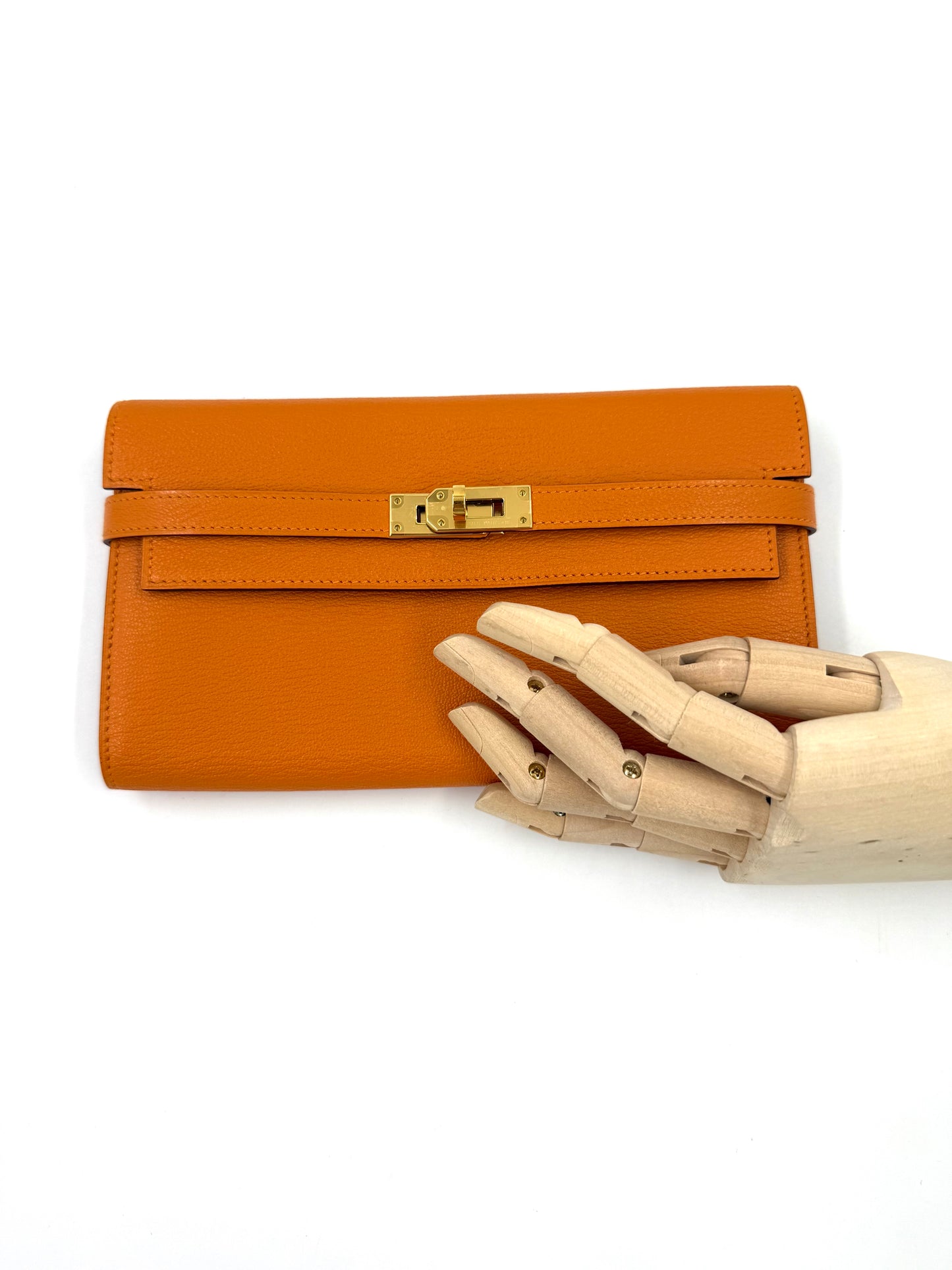 HERMÈS Kelly Long Wallet orange GHW