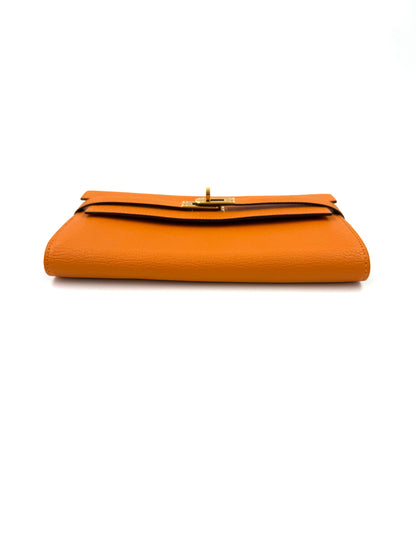 HERMÈS Kelly Long Wallet orange GHW