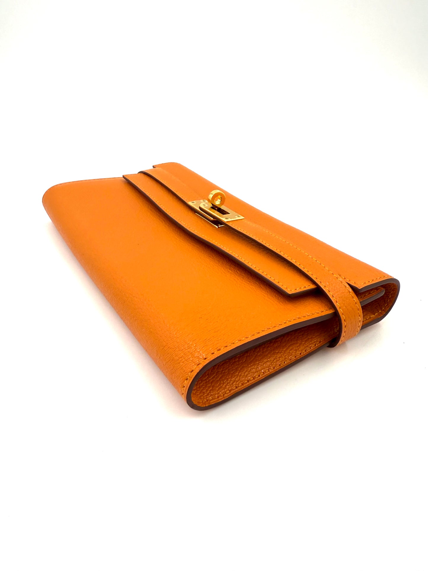 HERMÈS Kelly Long Wallet orange GHW