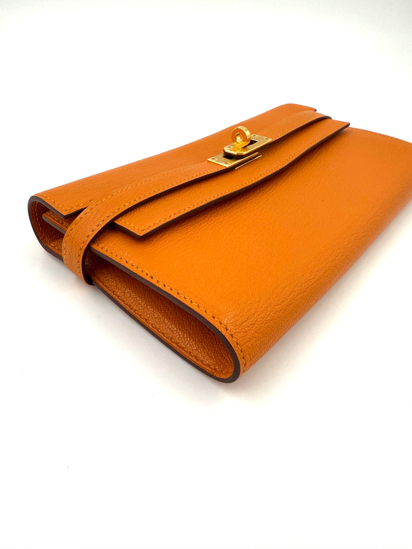HERMÈS Kelly Long Wallet orange GHW