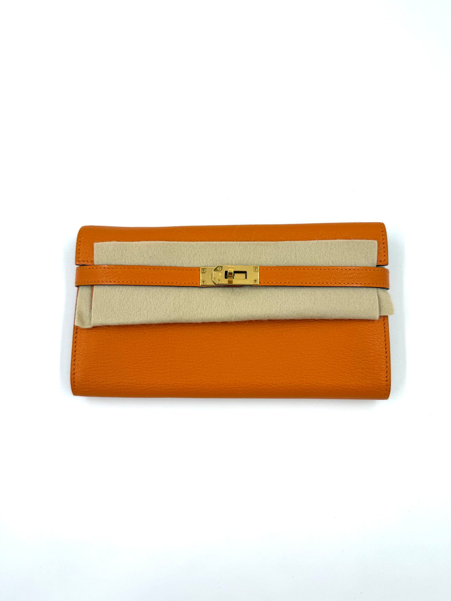 HERMÈS Kelly Long Wallet orange GHW
