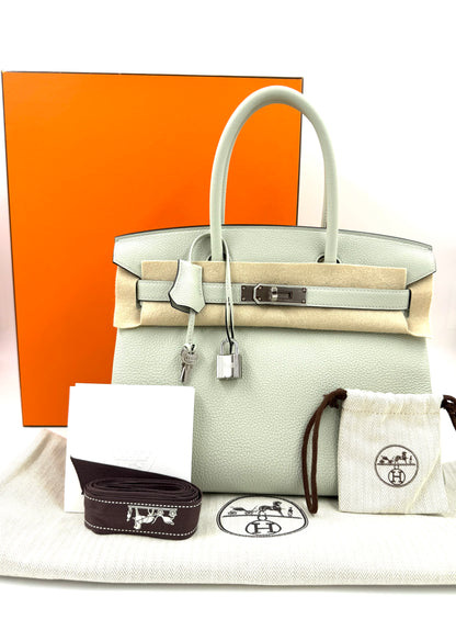 HERMÈS Birkin 30 Togo Gris Neve PHW