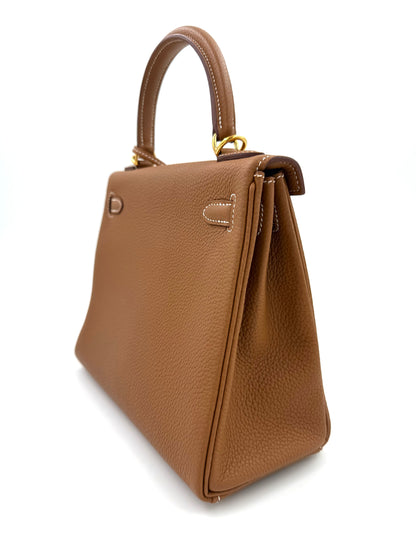 HERMÈS Kelly 25 Togo Gold GHW