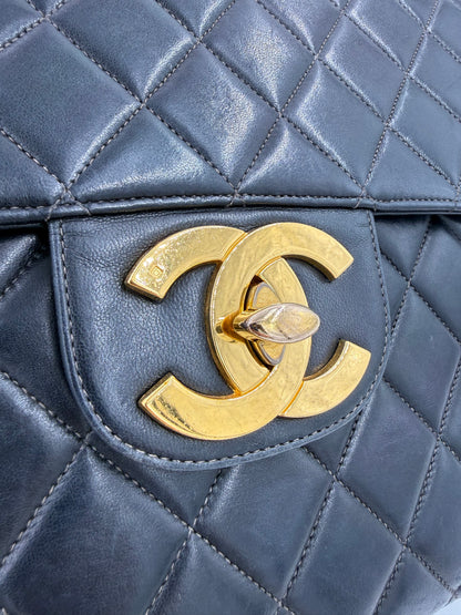 CHANEL Classic Single Flap navy Jumbo Lammleder GHW