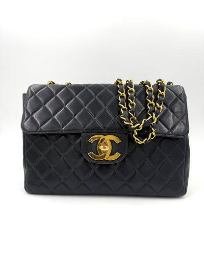 CHANEL Classic Single Flap navy Jumbo Lammleder GHW