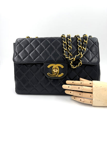 CHANEL Classic Single Flap navy Jumbo Lammleder GHW