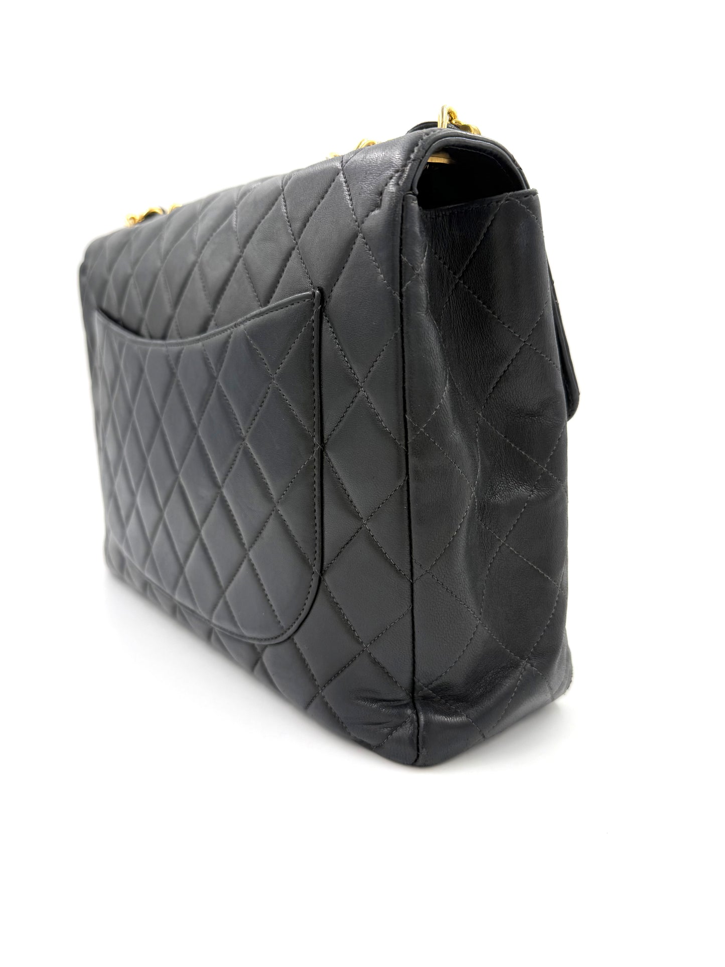 CHANEL Classic Single Flap navy Jumbo Lammleder GHW