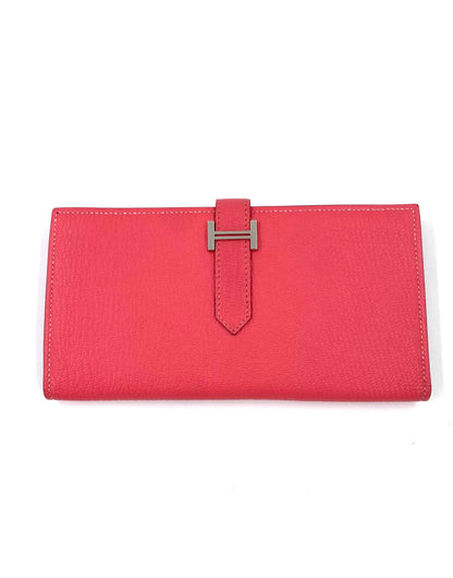 HERMÈS Béarn Wallet Rosé Azalee Mysoreleder - Clutch & Macarons - Stempel A; 2017 - Clutch & Macarons - 