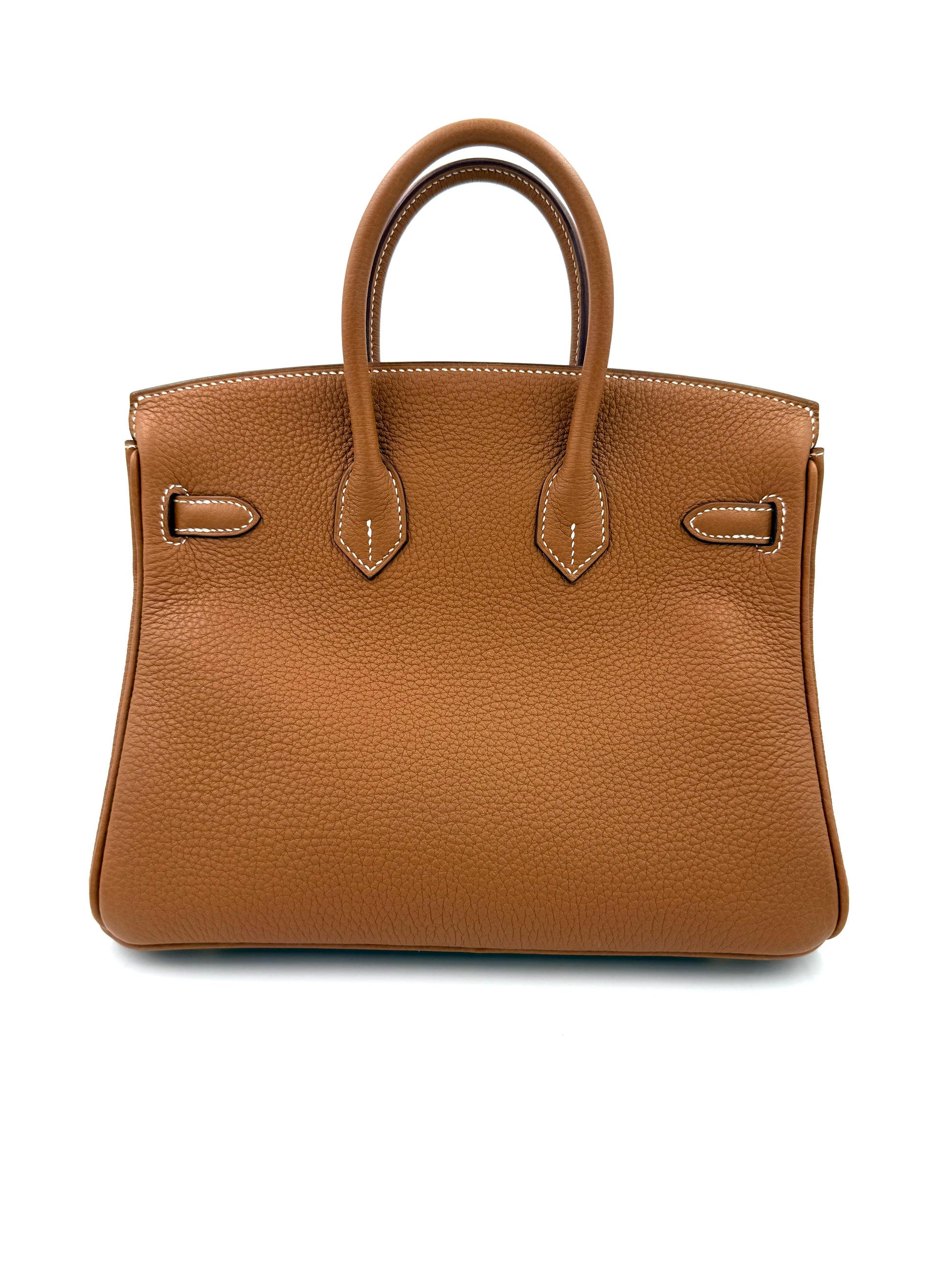 HERMÈS Birkin 25 Togo Gold GHW Fullset edle Handtasche aus genarbtem Leder in warmem Braun mit robusten Henkeln