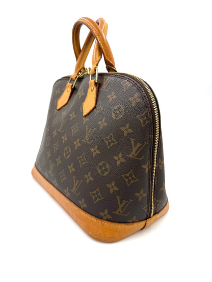 LOUIS VUITTON Alma PM Monogram Canvas elegante Secondhand Designer Handtasche mit abgerundeter Silhouette und Lederboden