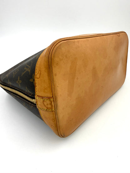 LOUIS VUITTON Alma PM Monogram Canvas Boden aus hellem Leder mit sichtbaren Gebrauchsspuren und Vintage-Charme