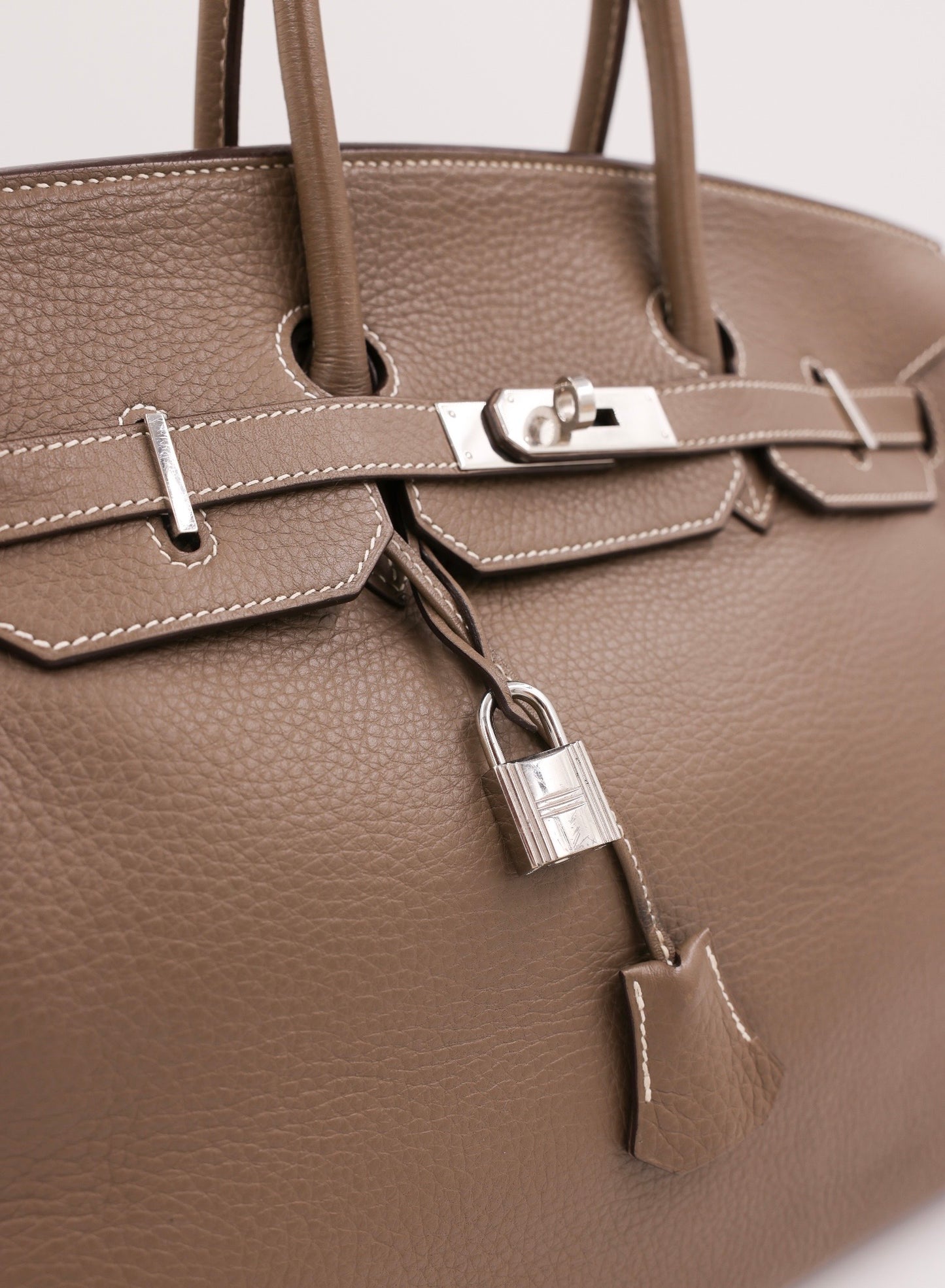 HERMÈS Birkin 35 Clemence Etoupe PHW