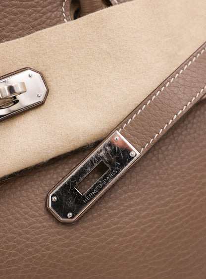 HERMÈS Birkin 35 Clemence Etoupe PHW