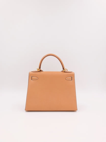 HERMÈS Kelly 28 Courchevel gold GHW