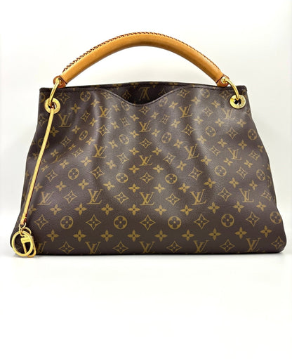 Louis Vuitton Artsy MM Handtasche in Monogram Canvas mit geflochtenem Ledergriff und goldfarbenen Beschlaegen