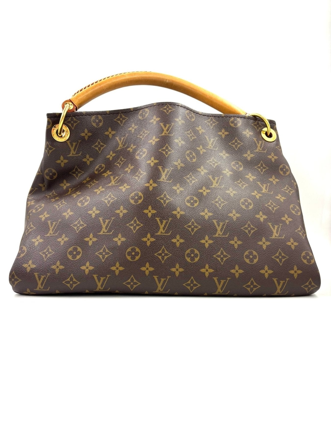 Louis Vuitton Artsy MM Handtasche mit klassischem Monogram Canvas Muster und geflochtenem Ledergriff in naturlicher Farbe