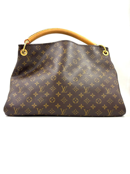 Louis Vuitton Artsy MM Handtasche mit klassischem Monogram Canvas Muster und geflochtenem Ledergriff in naturlicher Farbe