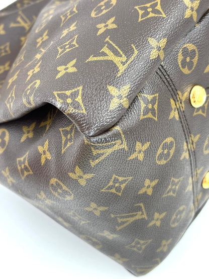 Louis Vuitton Artsy MM Monogram Canvas Handtasche mit klassischem LV Muster in braun und beige, geflochtener Ledergriff