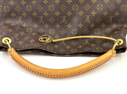 Louis Vuitton Artsy MM Monogram Canvas Tasche mit geflochtenem Ledergriff und klassischem LV Muster auf braunem Canvas