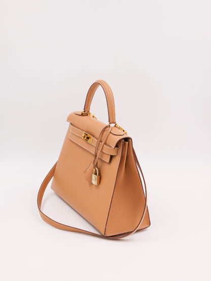 HERMÈS Kelly 28 Courchevel gold GHW