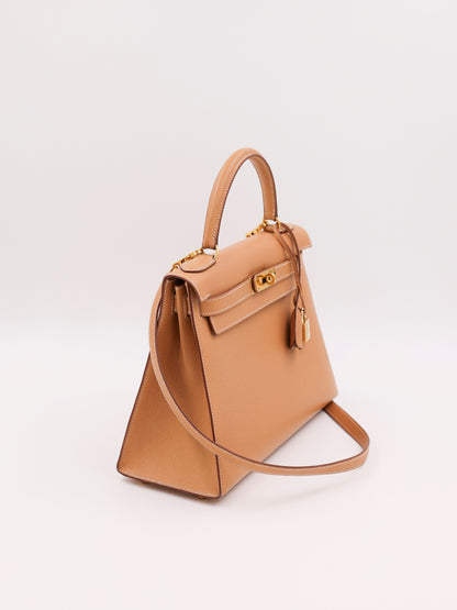 HERMÈS Kelly 28 Courchevel gold GHW