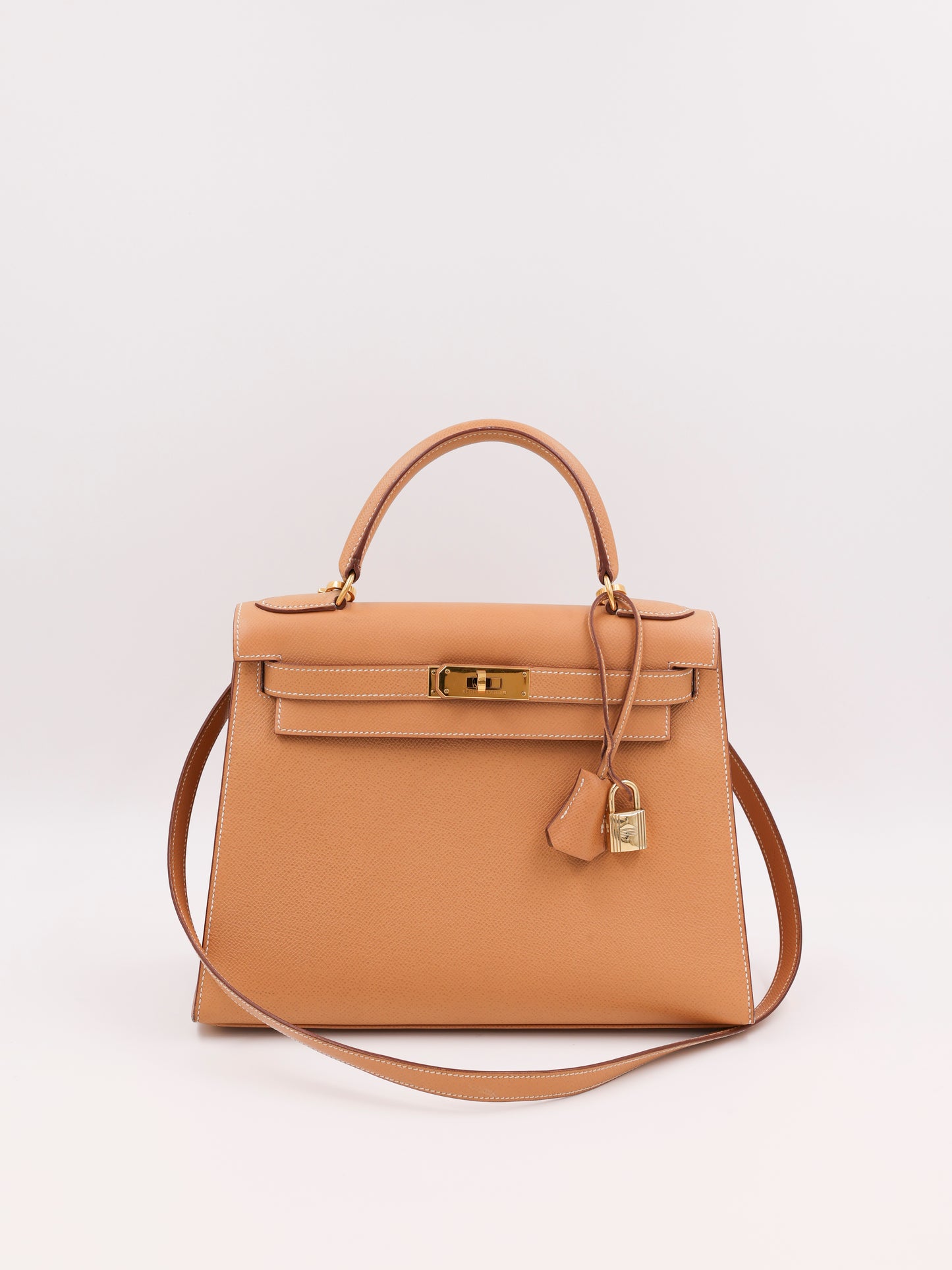 HERMÈS Kelly 28 Courchevel gold GHW