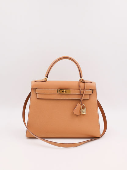 HERMÈS Kelly 28 Courchevel gold GHW