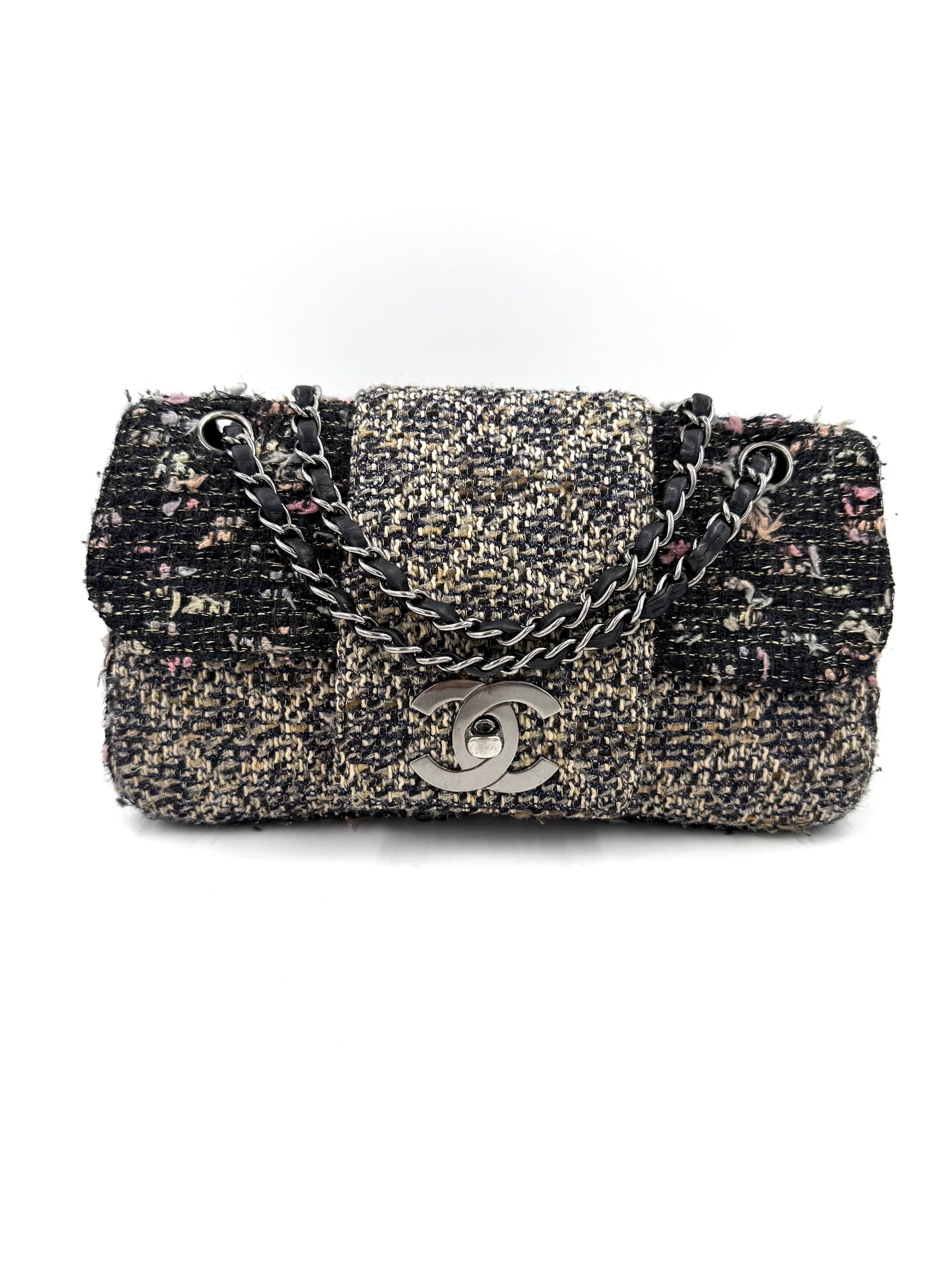 CHANEL Single Flap medium Tweed SHW