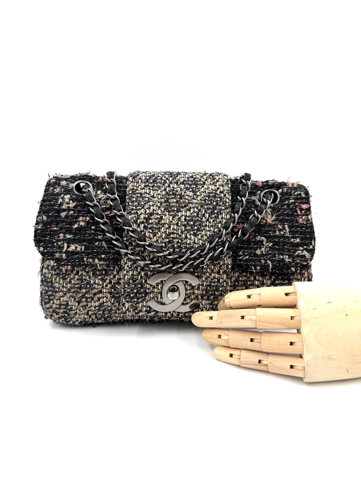 CHANEL Single Flap medium Tweed SHW