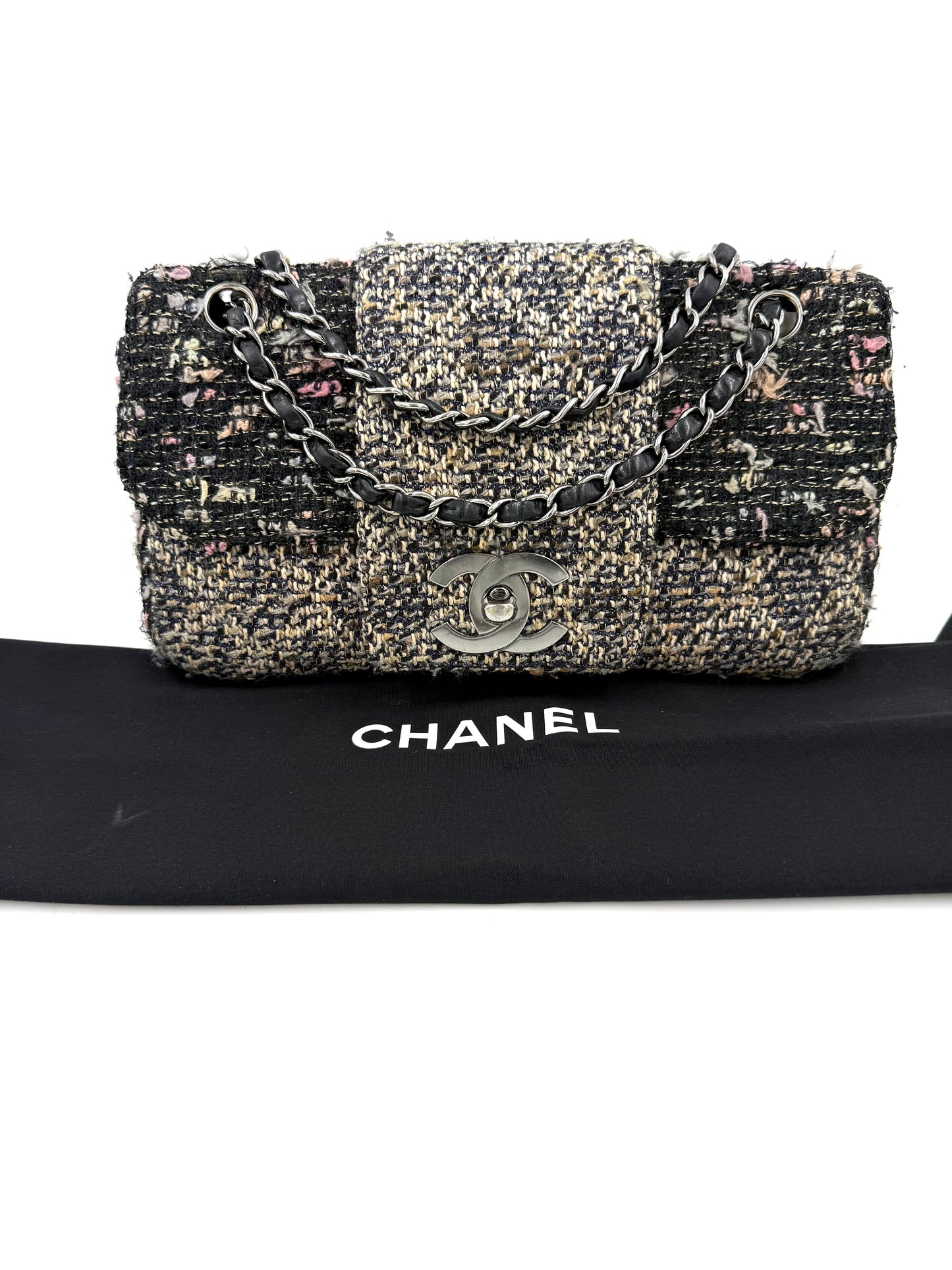CHANEL Single Flap medium Tweed SHW