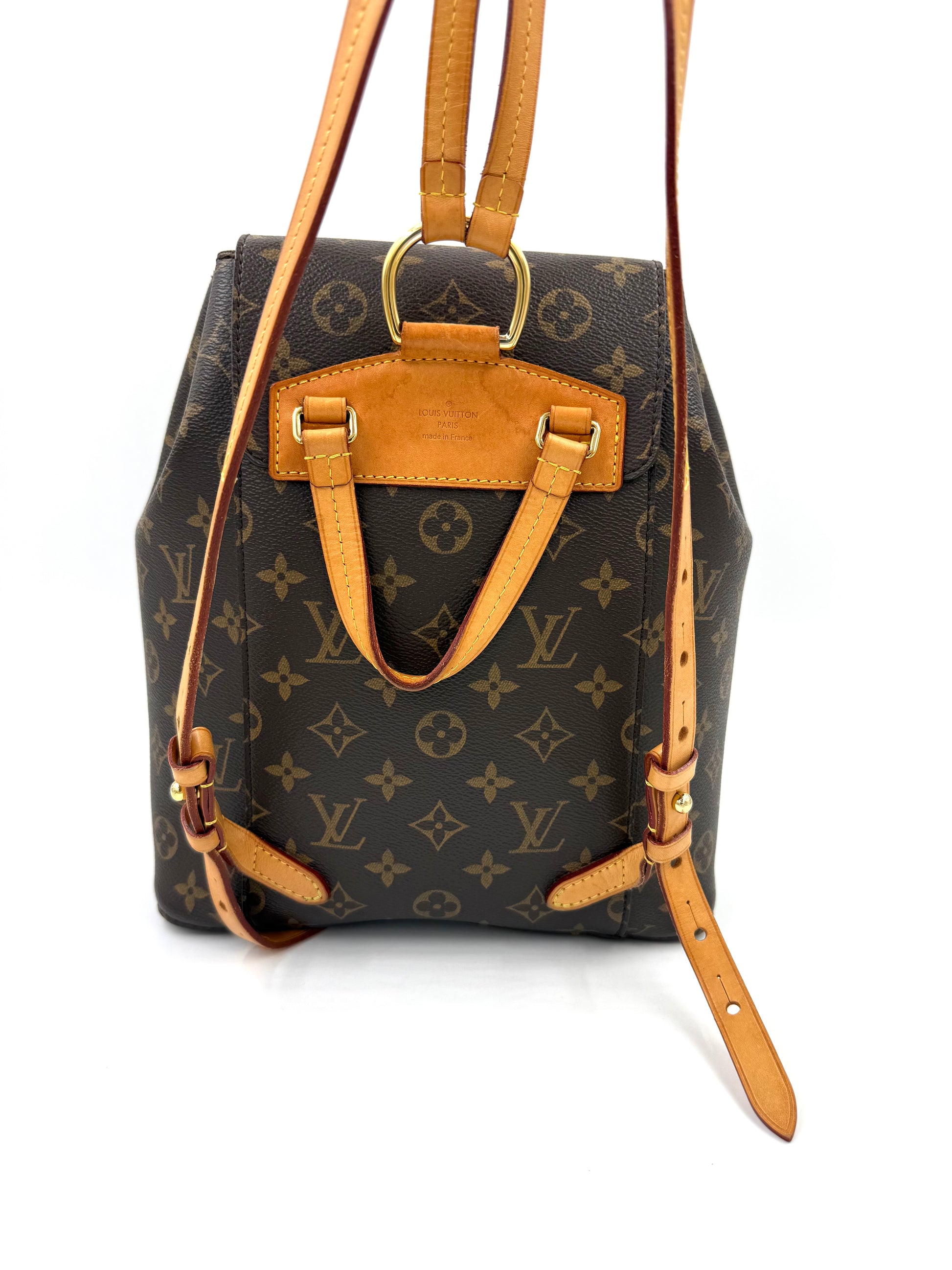 LOUIS VUITTON Montsouris MM Monogram Canvas Rucksack aus hochwertigem Canvas mit verstellbaren Lederriemen