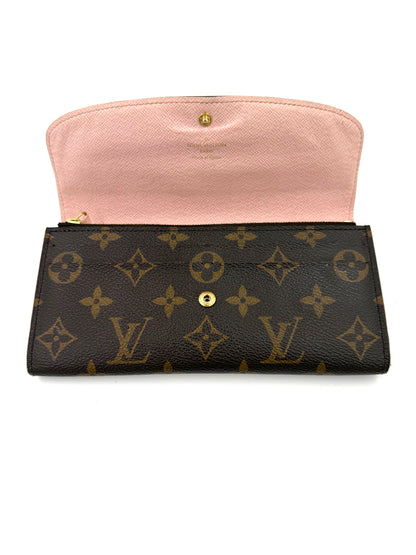 LOUIS VUITTON Emilie Monogram Canvas rose Ballerine Geldbörse mit rosafarbenem Innenfutter und verziertem Monogramm-Muster