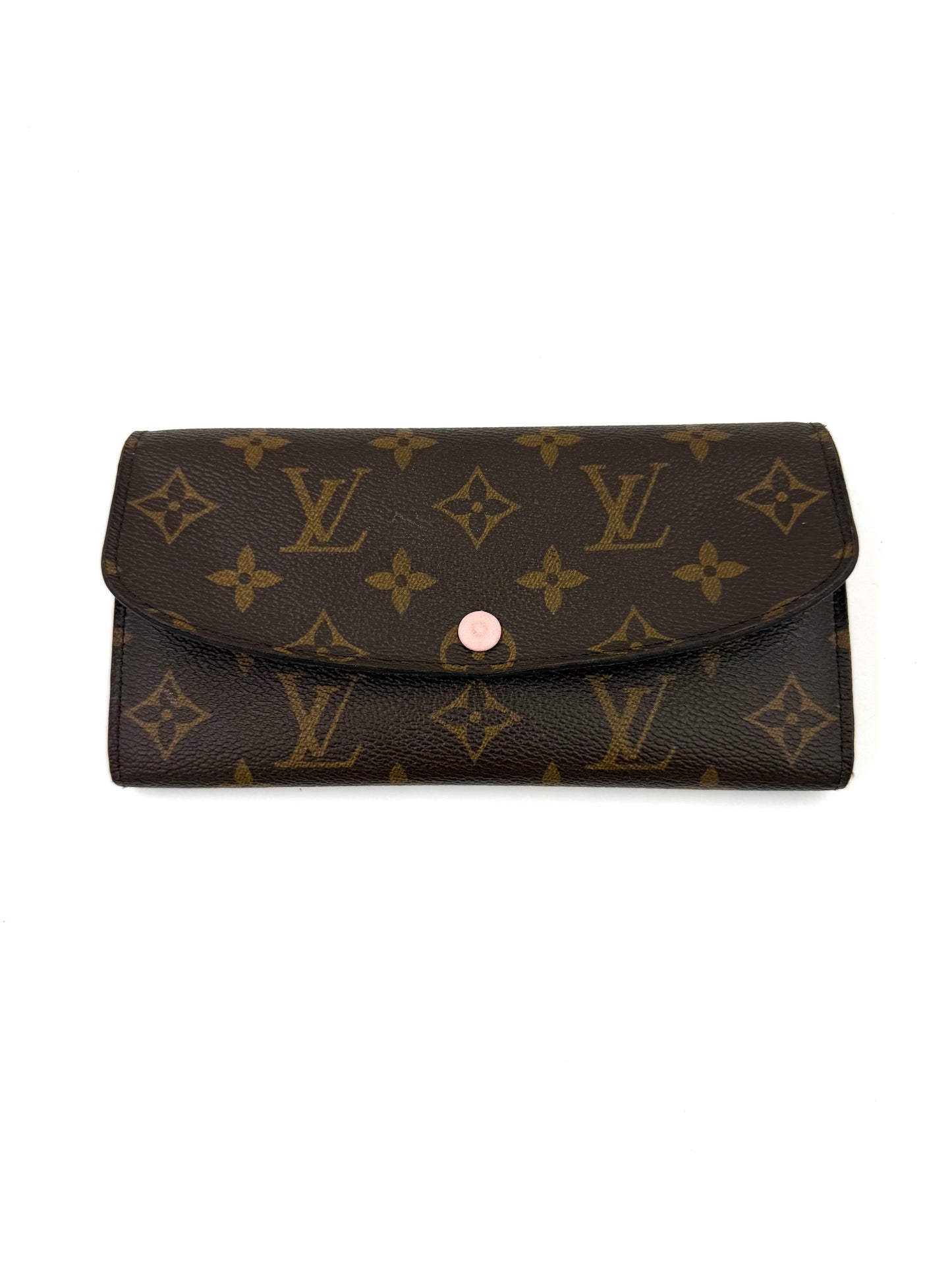 LOUIS VUITTON Emilie Monogram Canvas rose Ballerine Clutch mit rosafarbenem Druckknopf und ikonischem Monogramm-Muster