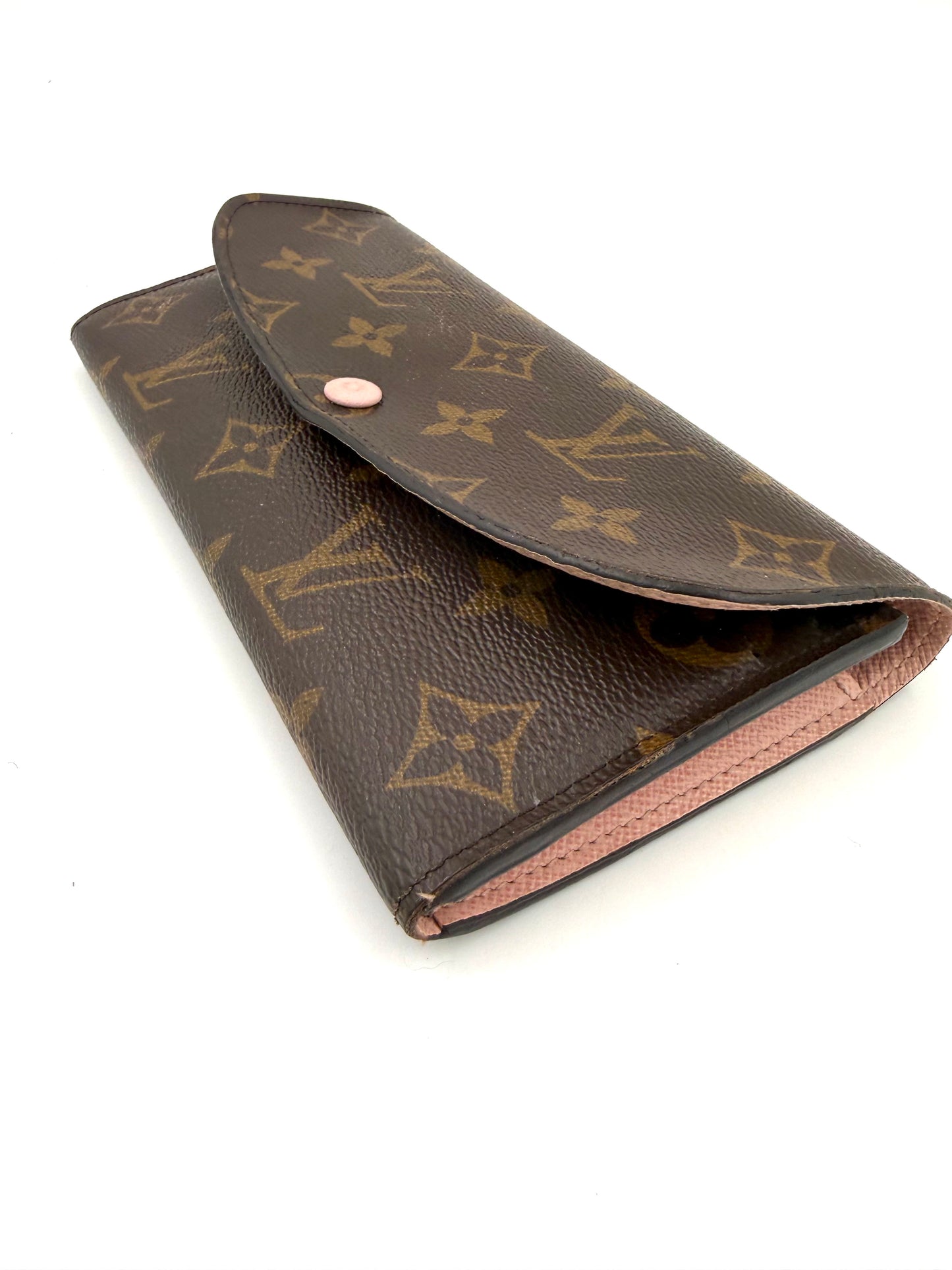 LOUIS VUITTON Emilie Monogram Canvas rose Ballerine Clutch mit rosafarbenem Verschluss und ikonischem Monogramm-Canvas
