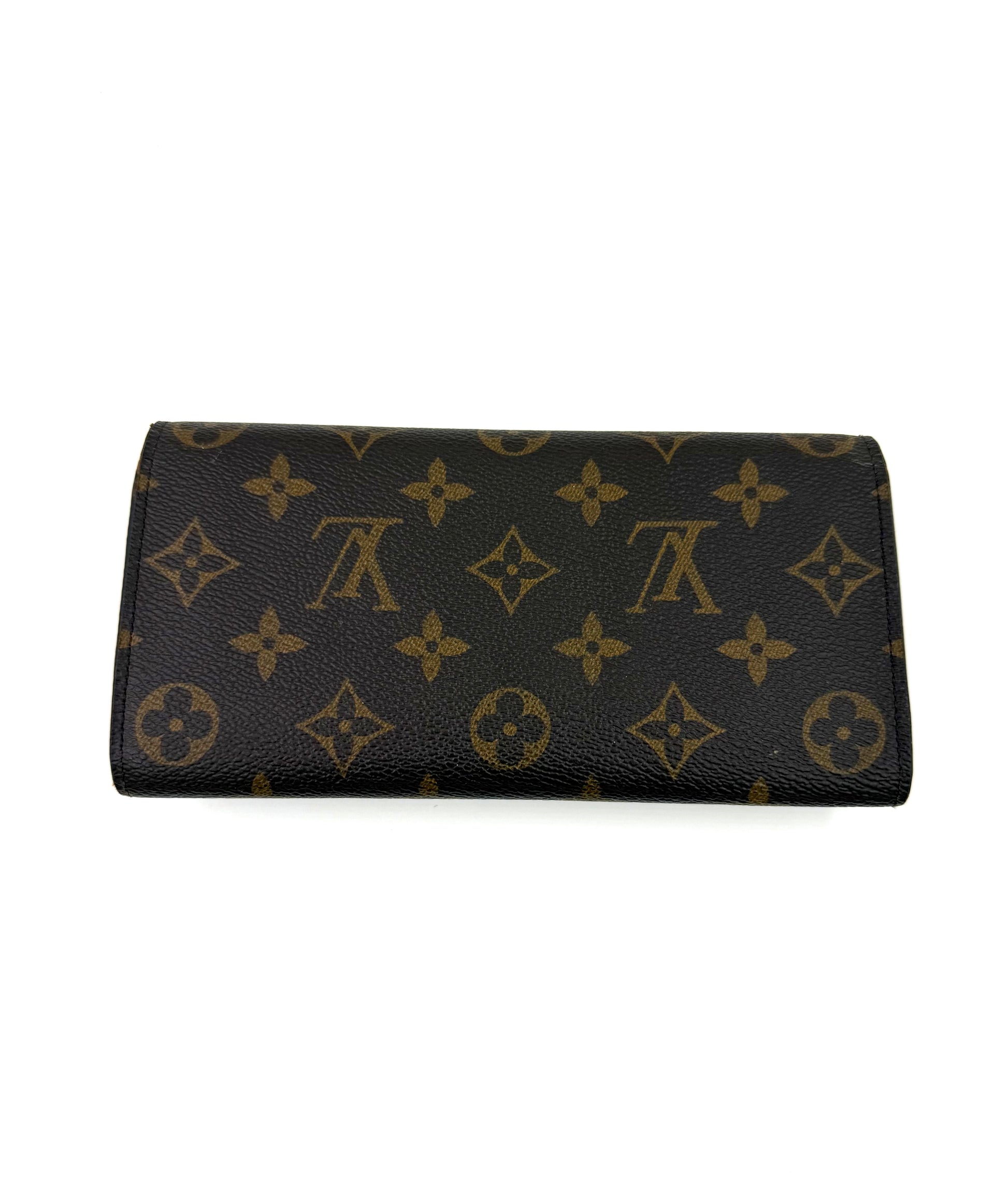 LOUIS VUITTON Emilie Monogram Canvas rose Ballerine Geldbörse mit klassischem Monogramm-Canvas in Braun und Goldtönen