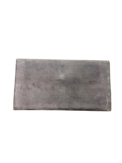 HERMÈS Clutch Suede steingrau - Clutch & Macarons - F im Quadrat; 2002 - Clutch & Macarons - 