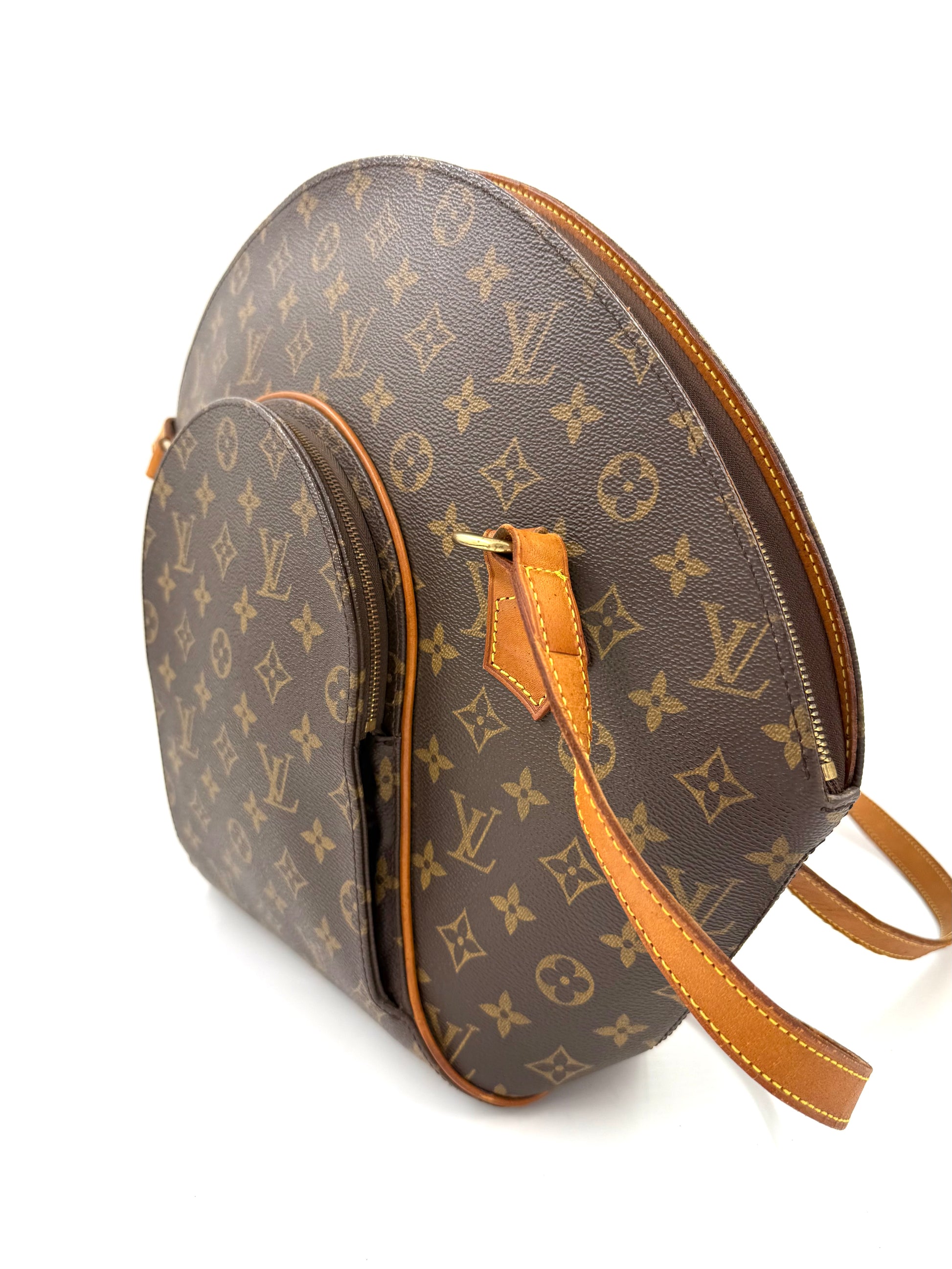 LOUIS VUITTON Ellipse GM Monogram Canvas klassische runde Designerhandtasche aus Canvas mit Lederriemen und Reißverschluss