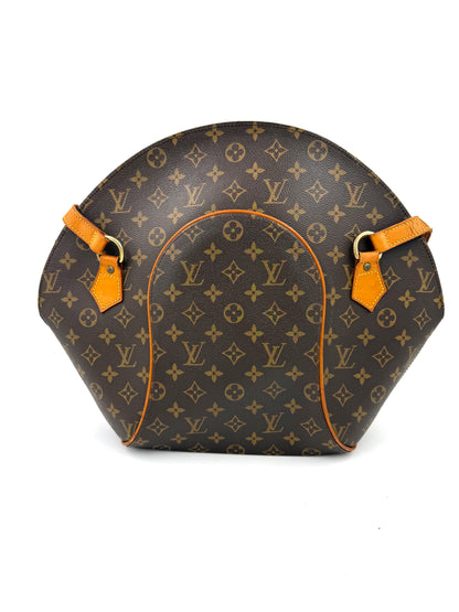 LOUIS VUITTON Ellipse GM Monogram Canvas große Designerhandtasche aus Canvas mit Ledergriff in Braun und Cognacfarben