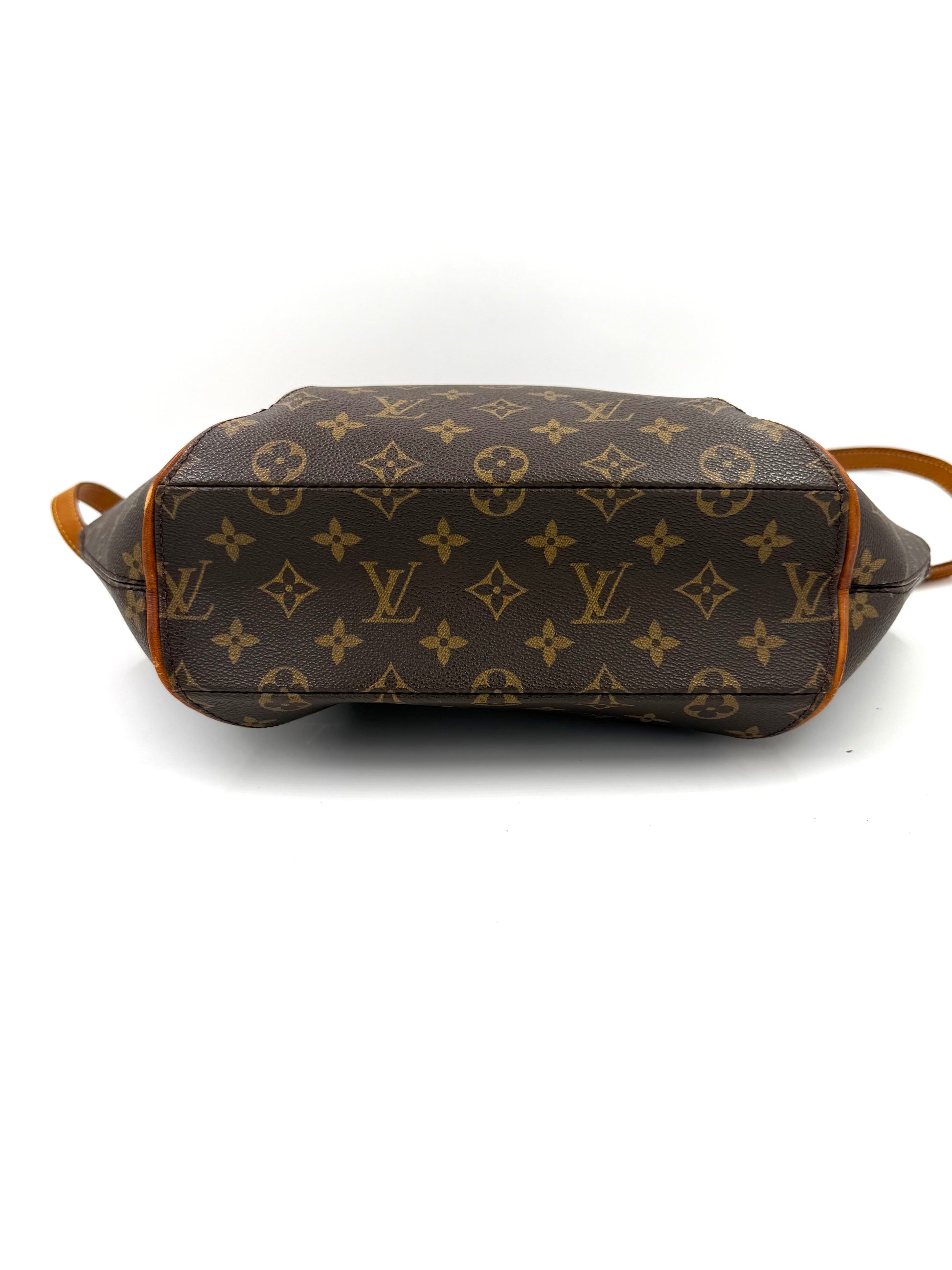 LOUIS VUITTON Ellipse GM Monogram Canvas große Designerhandtasche aus Canvas mit cognacfarbenem Lederrand und verstellbarem Trageriemen