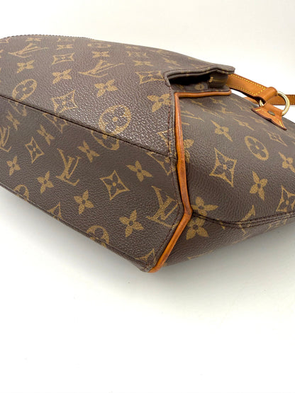 LOUIS VUITTON Ellipse GM Monogram Canvas Designerhandtasche aus Canvas mit cognacfarbenem Lederbesatz und goldfarbenen Details