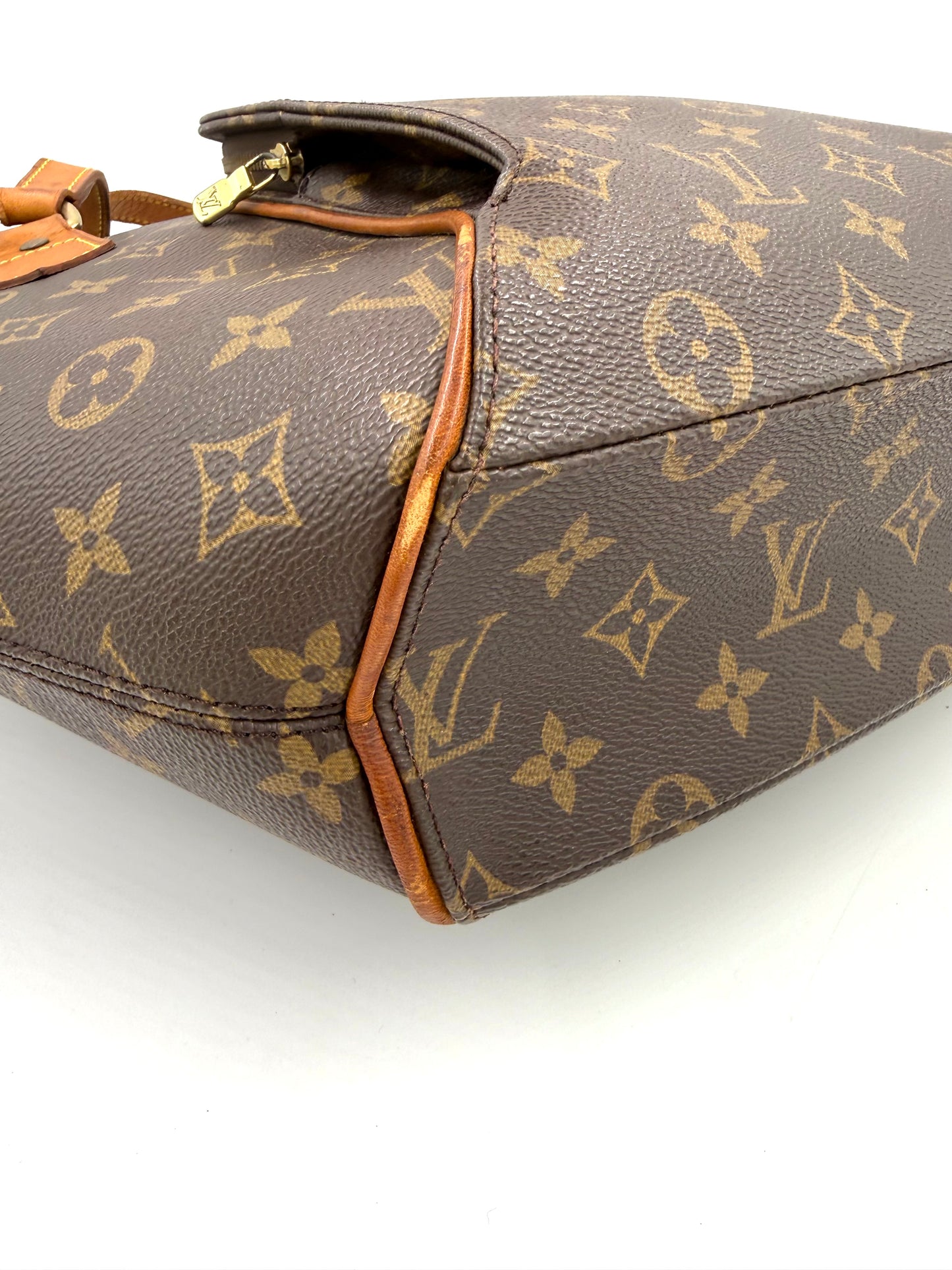 LOUIS VUITTON Ellipse GM Monogram Canvas große Designerhandtasche aus Canvas mit cognacfarbenem Lederbesatz und goldfarbenem Reißverschluss